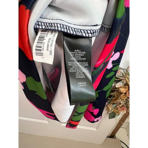 Jessica Howard Navy Floral Pattern Short  Cap Sleeves Crew Neck A Line Dress 22W - Picture 11 of 12